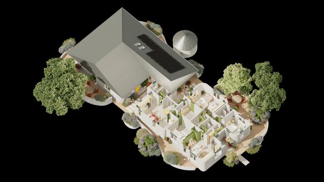 drawing Isometric render with roof