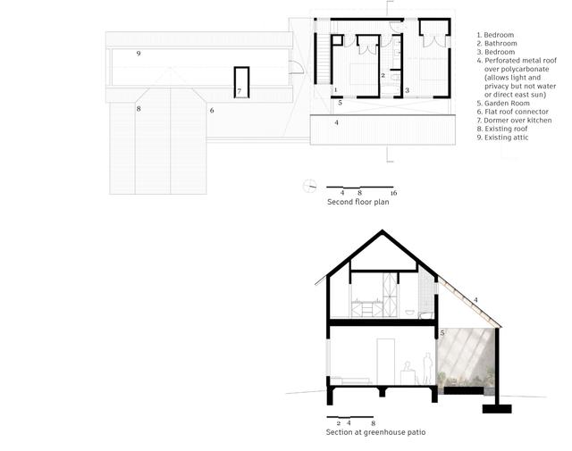 drawing Second floor plan and section